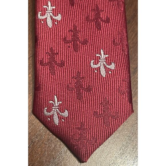 Firenze Red Gray 100% Silk Men’s Neck Tie - Picture 6 of 9